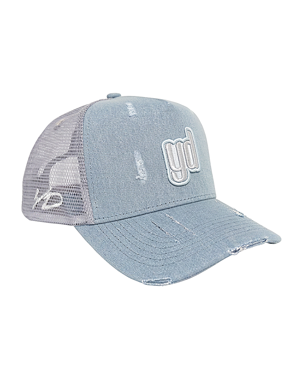Light denim trucker cap - YD by Yesidims London - front view