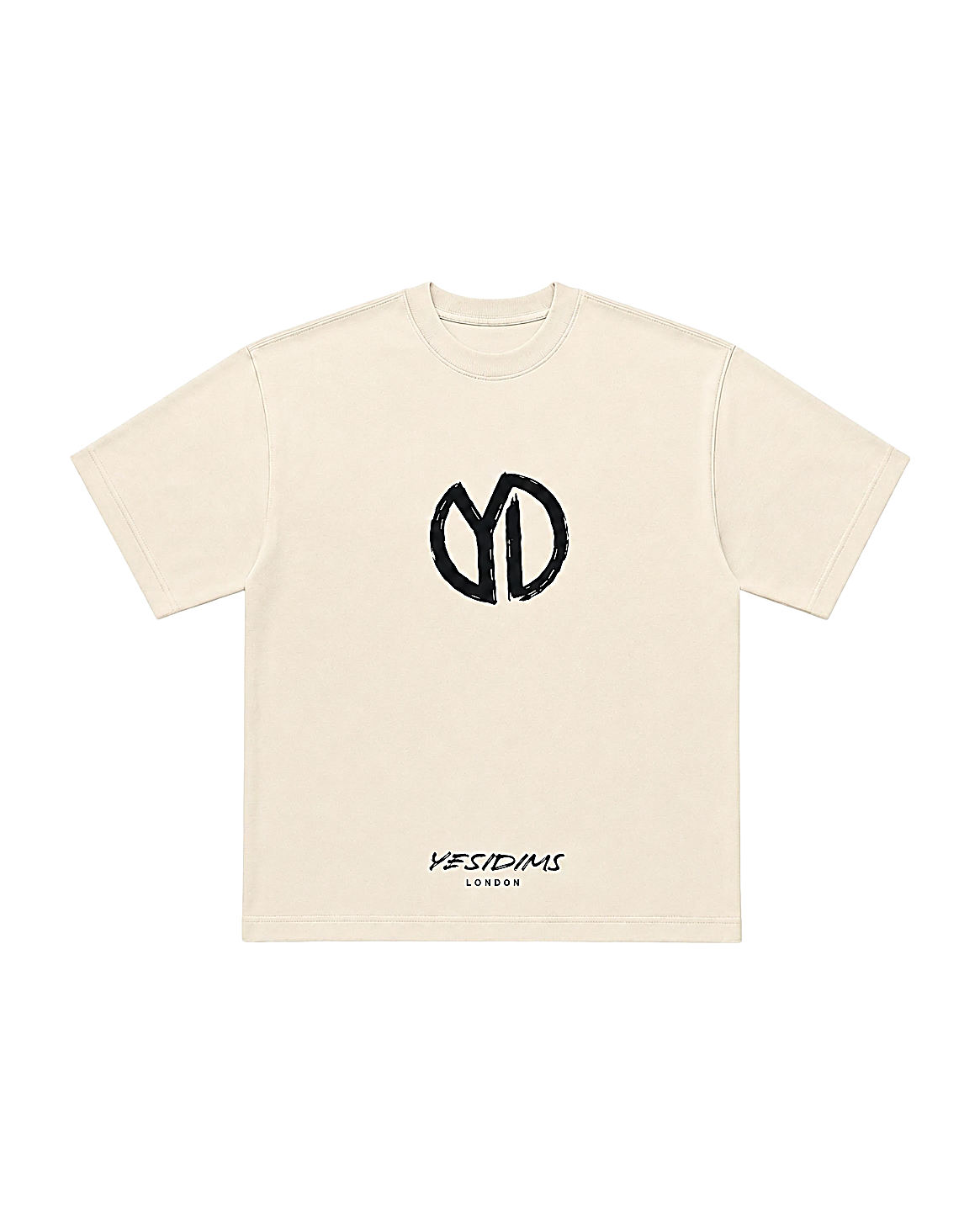 Logo tee sand - YD Yesidims London - front view