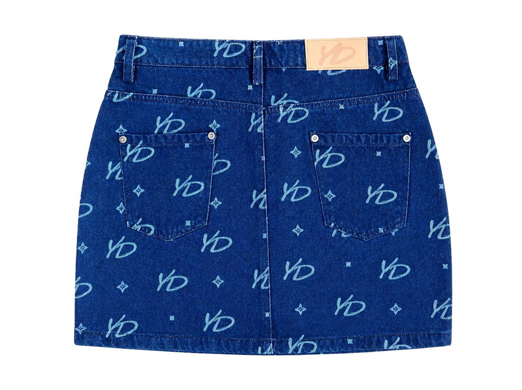 YD MONOGRAM MINI SKIRT | INDIGO