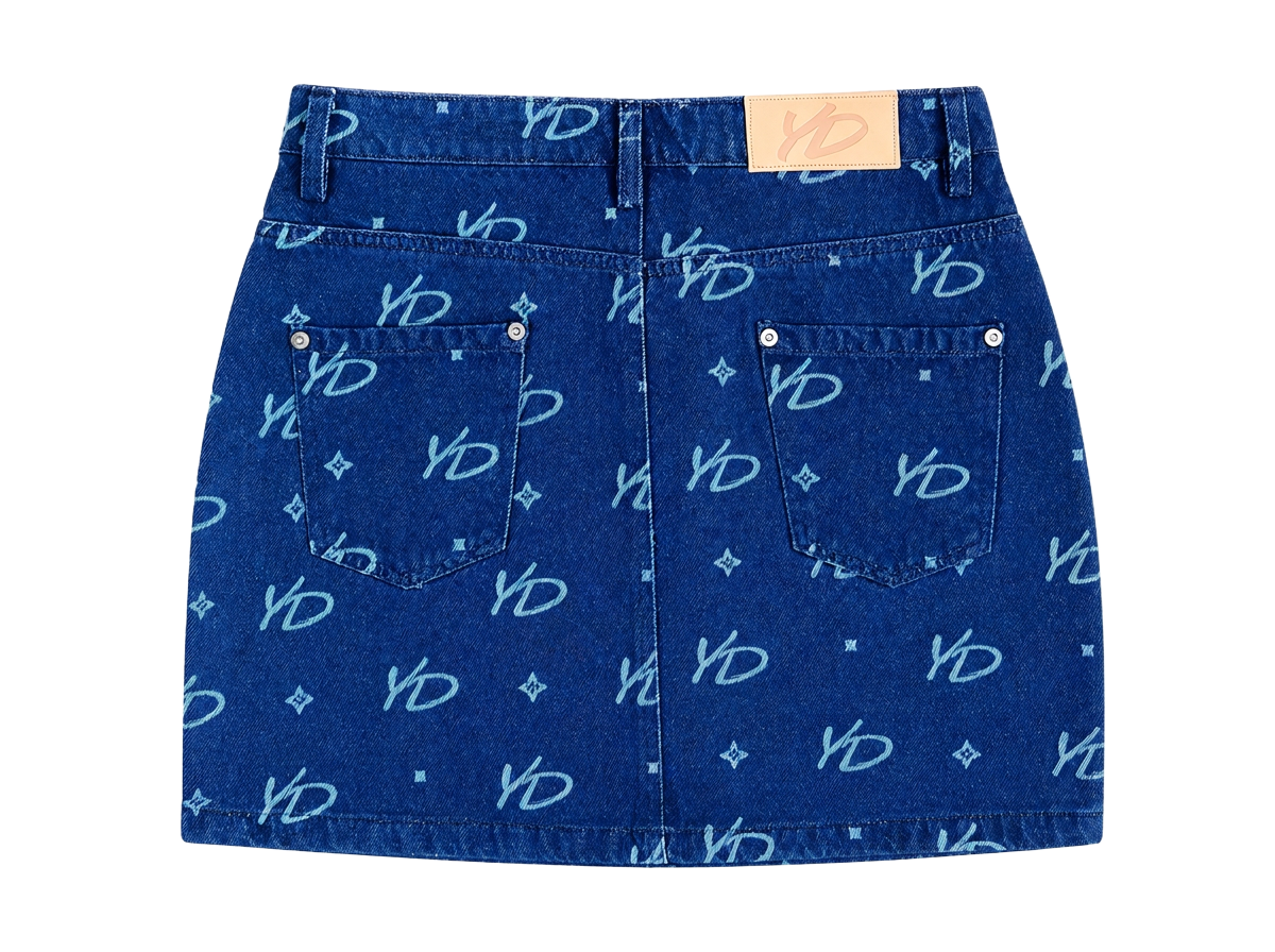 YD MONOGRAM MINI SKIRT | INDIGO