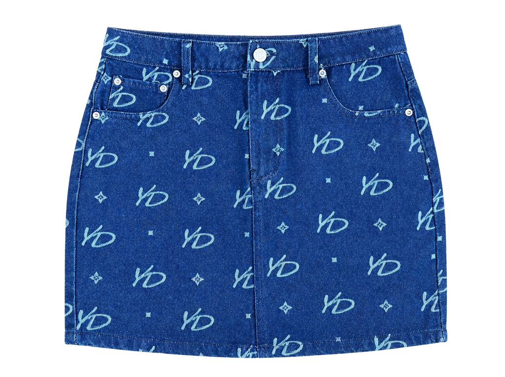 YD MONOGRAM MINI SKIRT | INDIGO