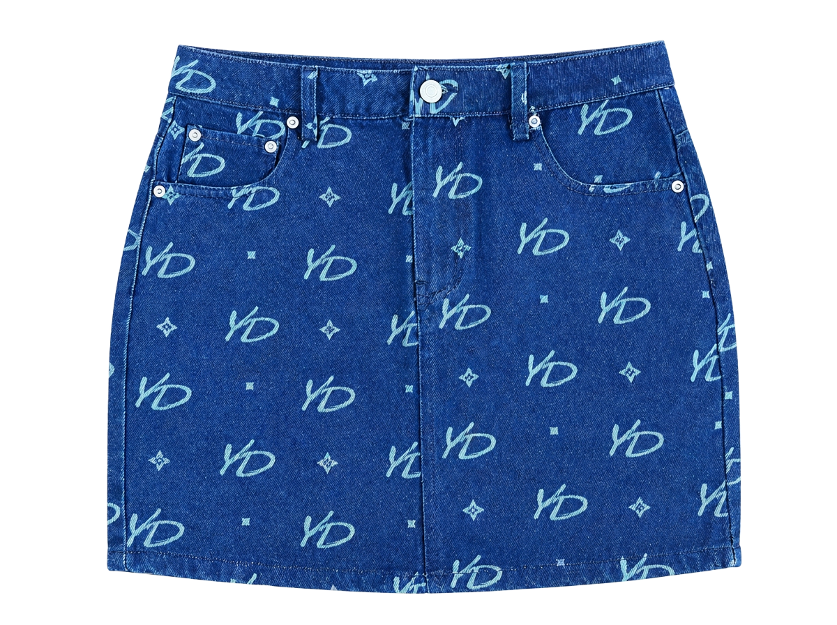 YD MONOGRAM MINI SKIRT | INDIGO