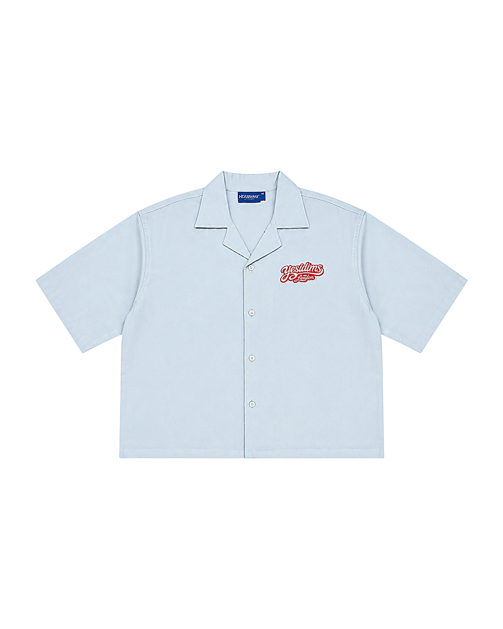 Short body shirt sky blue - YD Yesidims London - front view