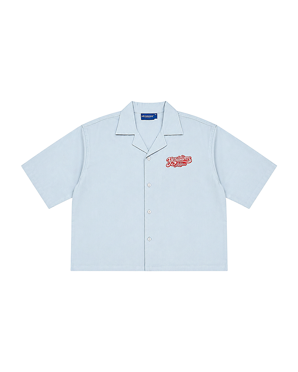 Short body shirt sky blue - YD Yesidims London - front view
